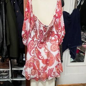 Express Pink and Red Paisley Dress